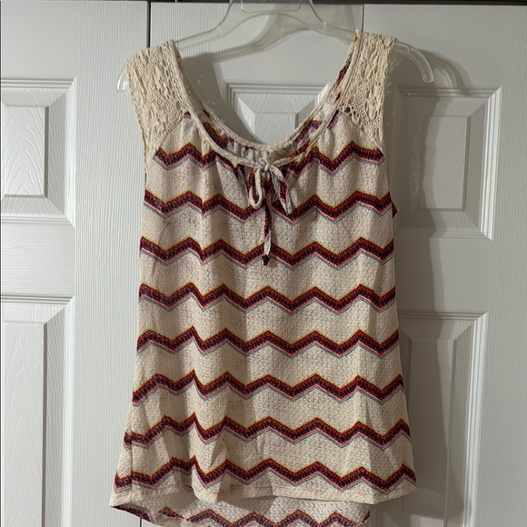 Bella D. Tops - Bella D. Brown and Red Tie Front Sleeveless Camisole